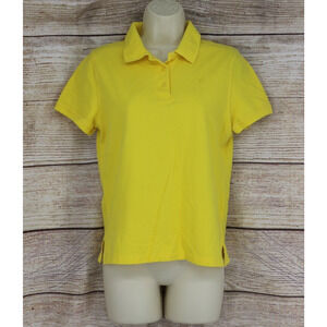 Y2K Ladies Club Womens Size Small Short Sleeve Polo Shirt Bright Yellow